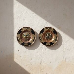 Vintage Peruvian Wall Plates – Handcrafted Copper and Brass Decorative Plates